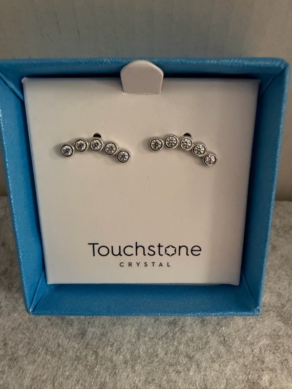 TOUCHSTONE CRYSTAL by Swarovski, LBD Sterling & Crystal Urban Climber Earrings.